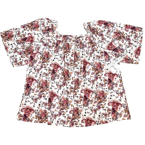 Caffe Marrakesh Square Neck Floral Button Up Linen Blouse Size XL NWT - Picture 1 of 9